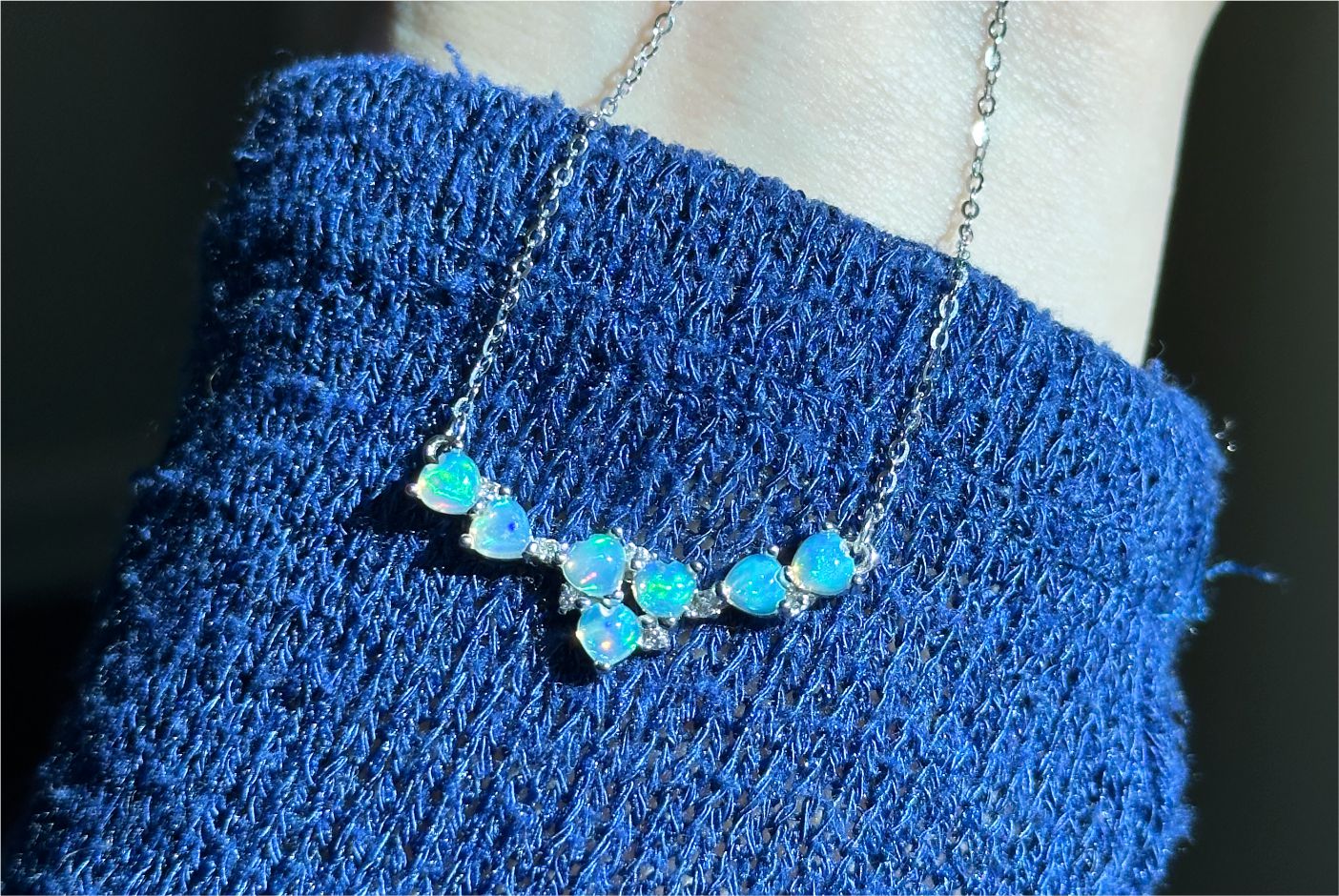 Certified Natural Heart Cabochon Ethiopian Opal Pendant Necklace, S925 Sterling Silver, Natural opal silver Pendant, 天然满火彩欧珀纯银吊坠