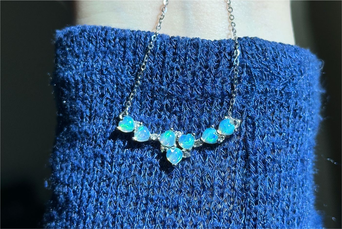 Certified Natural Heart Cabochon Ethiopian Opal Pendant Necklace, S925 Sterling Silver, Natural opal silver Pendant, 天然满火彩欧珀纯银吊坠