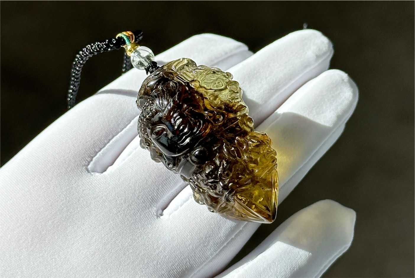 33.028grams, Natural Greenish Libyan Desert Glass Tektite Four-Faced Buddha Vajra Pendant, Collector-Grade Tektite | Powerful Spiritual Amulet, 天然四面金刚杵利比亚陨石吊坠