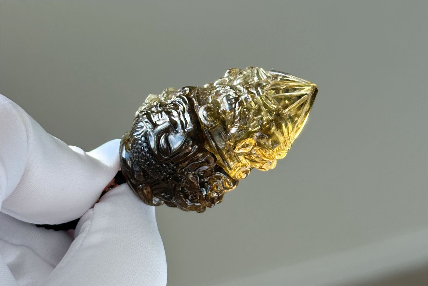 33.028grams, Natural Greenish Libyan Desert Glass Tektite Four-Faced Buddha Vajra Pendant, Collector-Grade Tektite | Powerful Spiritual Amulet, 天然四面金刚杵利比亚陨石吊坠