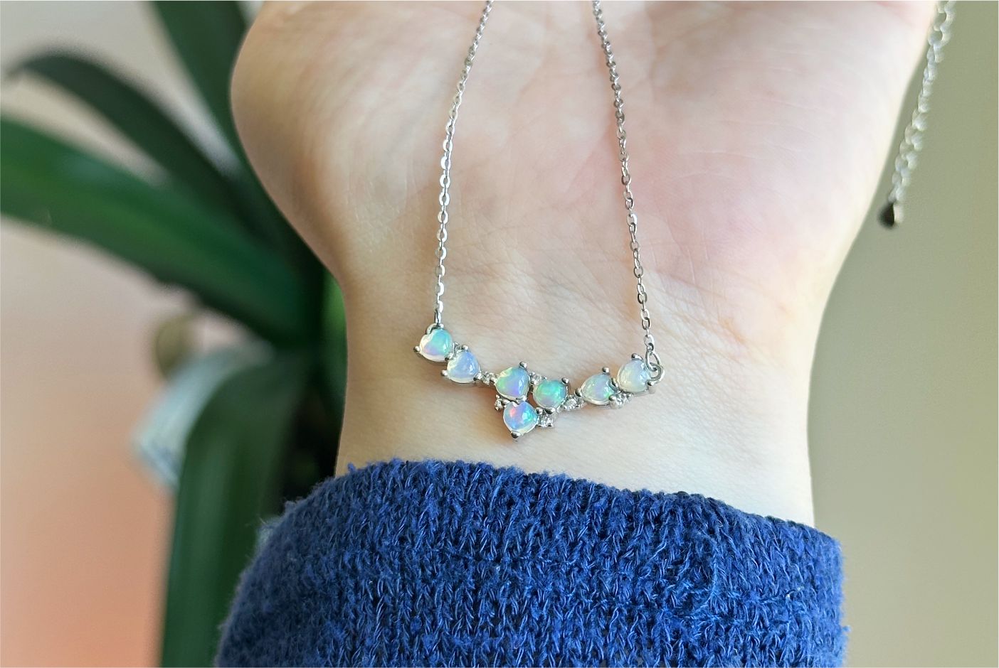 Certified Natural Heart Cabochon Ethiopian Opal Pendant Necklace, S925 Sterling Silver, Natural opal silver Pendant, 天然满火彩欧珀纯银吊坠