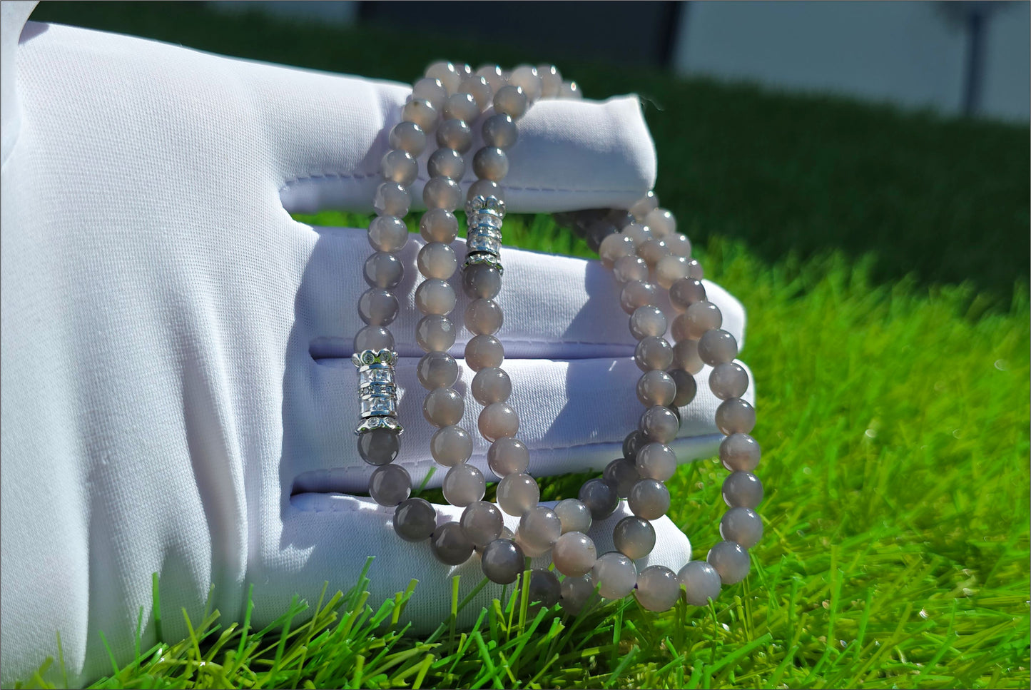 6mm, Certified Natural Smoky Purple Nephrite Jade Beads Necklace/ Necklace and Bracelet, 天然烟紫和田玉项链