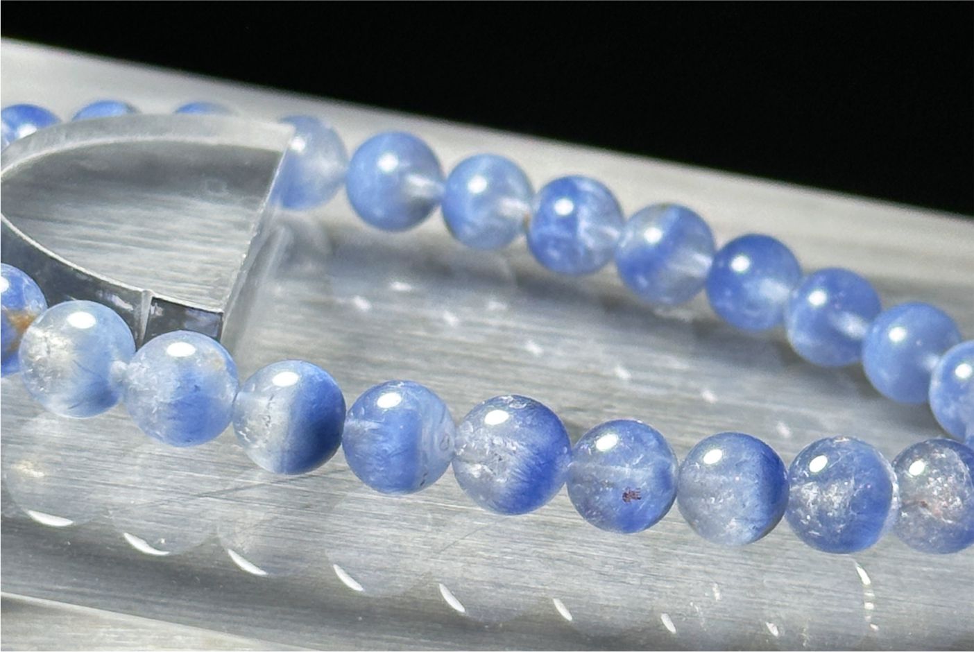 6.5mm+, Certified Rare Find Natural Treasure Bowl inclusion Blue Dumortierite Beads Bracelet, 天然收藏级聚宝盆蓝线石蓝绒晶手串
