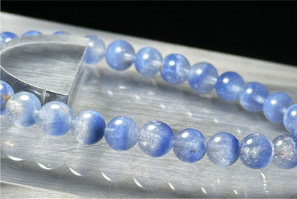 6.5mm+, Certified Rare Find Natural Treasure Bowl inclusion Blue Dumortierite Beads Bracelet, 天然收藏级聚宝盆蓝线石蓝绒晶手串
