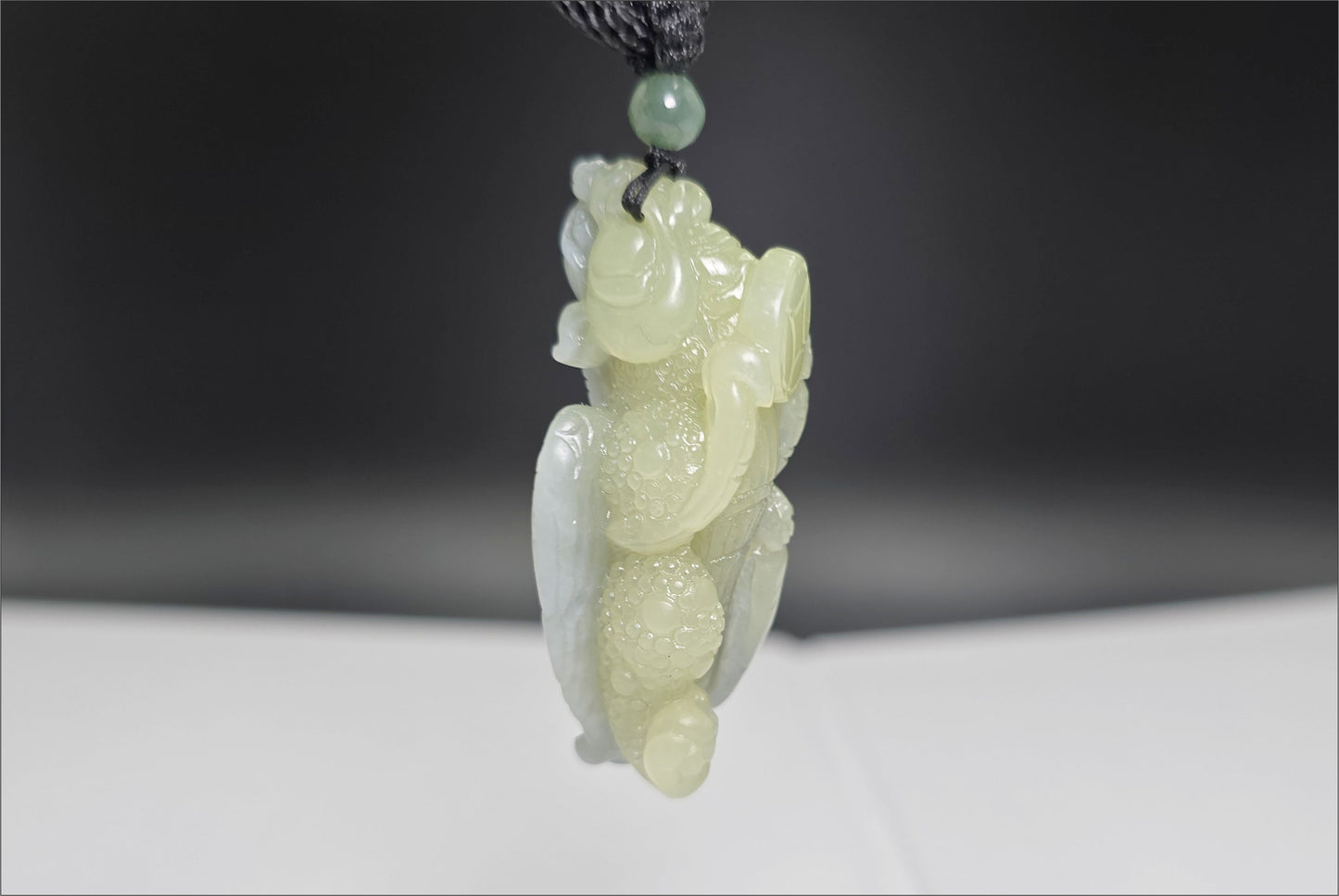 Certified Natural Ruoqiang Blue and Yellow Nephrite Jade Hand Carved Flying Pixiu Pendant, 天然若羌蓝皮黄口手工雕刻飞天貔貅吊坠
