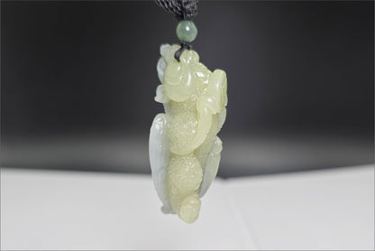 Certified Natural Ruoqiang Blue and Yellow Nephrite Jade Hand Carved Flying Pixiu Pendant, 天然若羌蓝皮黄口手工雕刻飞天貔貅吊坠