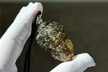 33.028grams, Natural Greenish Libyan Desert Glass Tektite Four-Faced Buddha Vajra Pendant, Collector-Grade Tektite | Powerful Spiritual Amulet, 天然四面金刚杵利比亚陨石吊坠