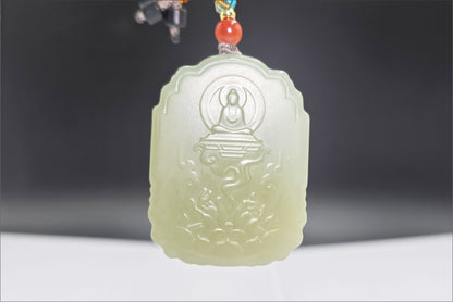 Certified Natural Qingshui Nephrite Jade Carved Guanyin Pendant, 天然晴水和田玉观音吊坠