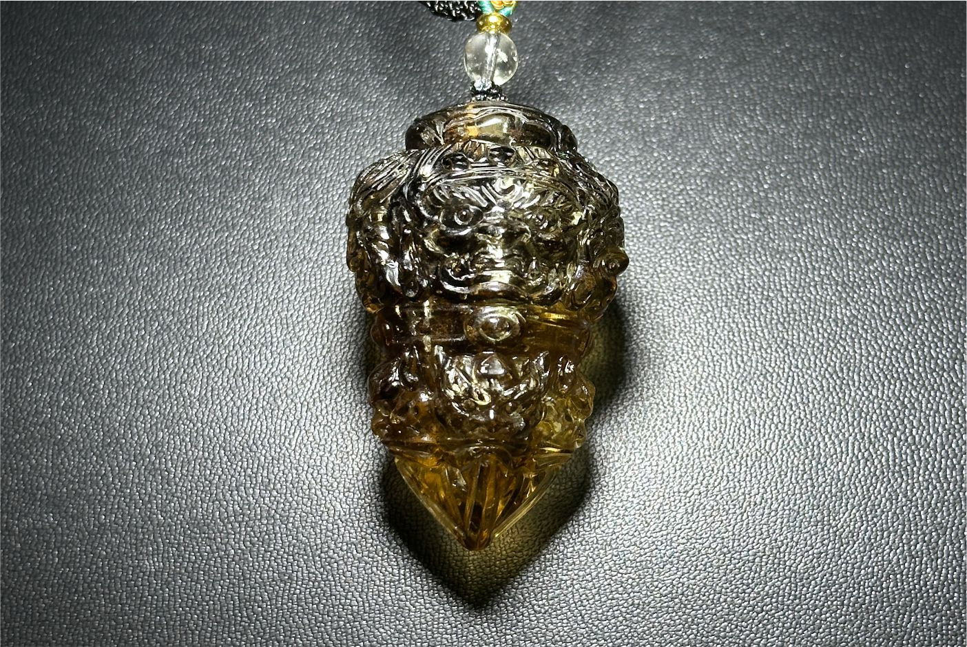 33.028grams, Natural Greenish Libyan Desert Glass Tektite Four-Faced Buddha Vajra Pendant, Collector-Grade Tektite | Powerful Spiritual Amulet, 天然四面金刚杵利比亚陨石吊坠