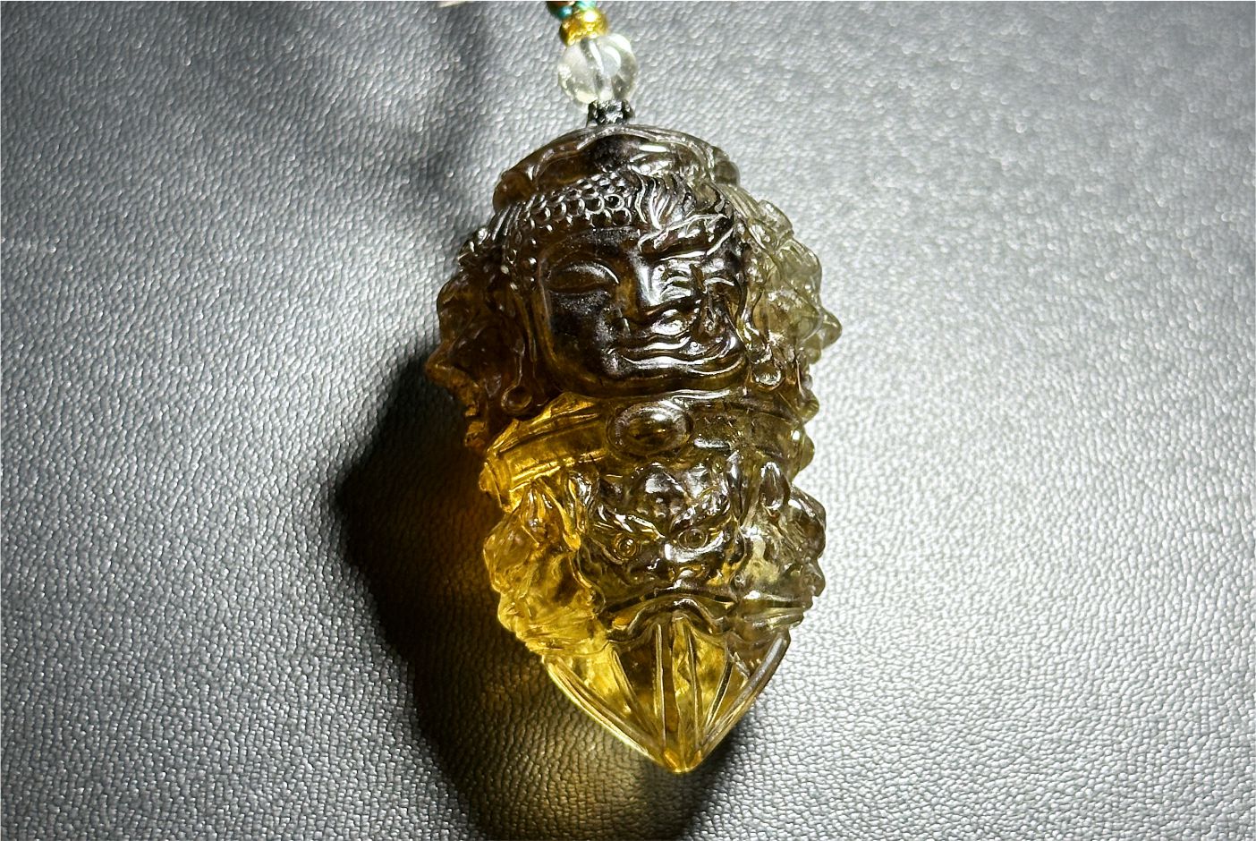 33.028grams, Natural Greenish Libyan Desert Glass Tektite Four-Faced Buddha Vajra Pendant, Collector-Grade Tektite | Powerful Spiritual Amulet, 天然四面金刚杵利比亚陨石吊坠