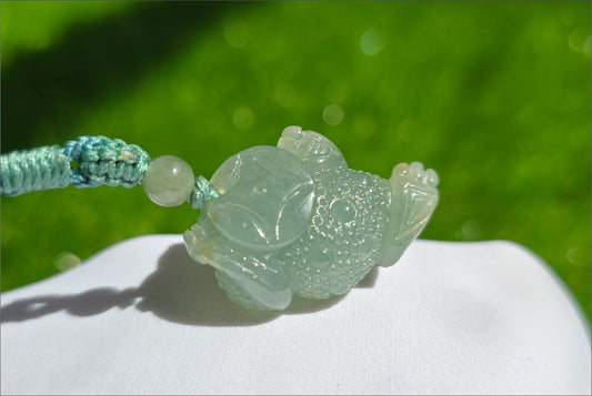 Certified Natural Type A Jadeite Jade Hand-Carved Three-Legged Money Toad Pendant, Jadeite Money Toad Pendant, 天然A货翡翠雕刻三脚金蟾吊坠