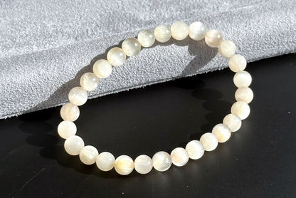 6.5mm+, Certified Top Grade Natural Cream White Rabbit Hair Quartz Bracelet, Cat Eye Rabbit Hair Rutile Quartz Bracelet, 天然收藏级猫眼灰白兔毛手串