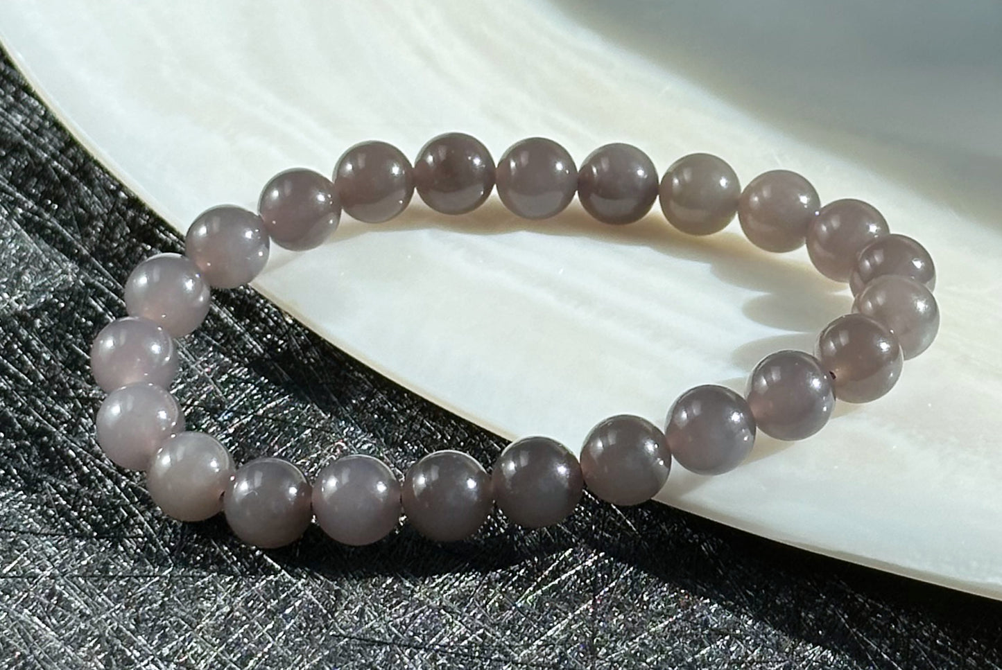 8mm, Certified Natural High Quality Smoky Purple Nephrite Jade Beads Bracelet, 天然烟紫和田玉手串