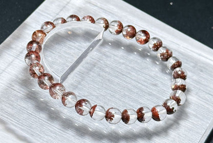 6.5mm,+ Certified High Grade Natural Red Phantom Quartz Bracelet, Treasure Bowl Red Phantom Quartz Bracelet, 天然聚宝盆红幽灵水晶手串