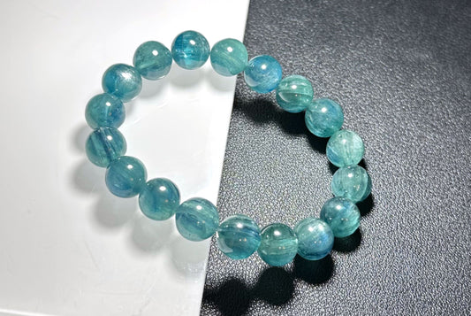 11mm+, Certified Undyed Icy Transparent Greenish Blue Kyanite Bracelet, Kyanite Bracelet, 稀有透体无烤无染绿蓝晶石