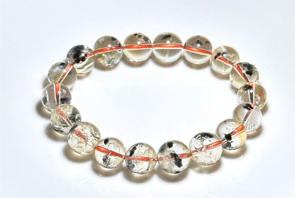 11mm, Certified Rare Find Natural Top Grade Citrine with Hollandite Beads Bracelet, Citrine Hollandite Quartz, 巴西天然黄水晶海胆手串