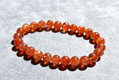 7.5mm+, Certified Collector's Choice Top Grade Natural Rich Orange Golden Sunstone bracelet, Top Grade Sunstone bracelet, 天然收藏级浓橙满矿金太阳石手串