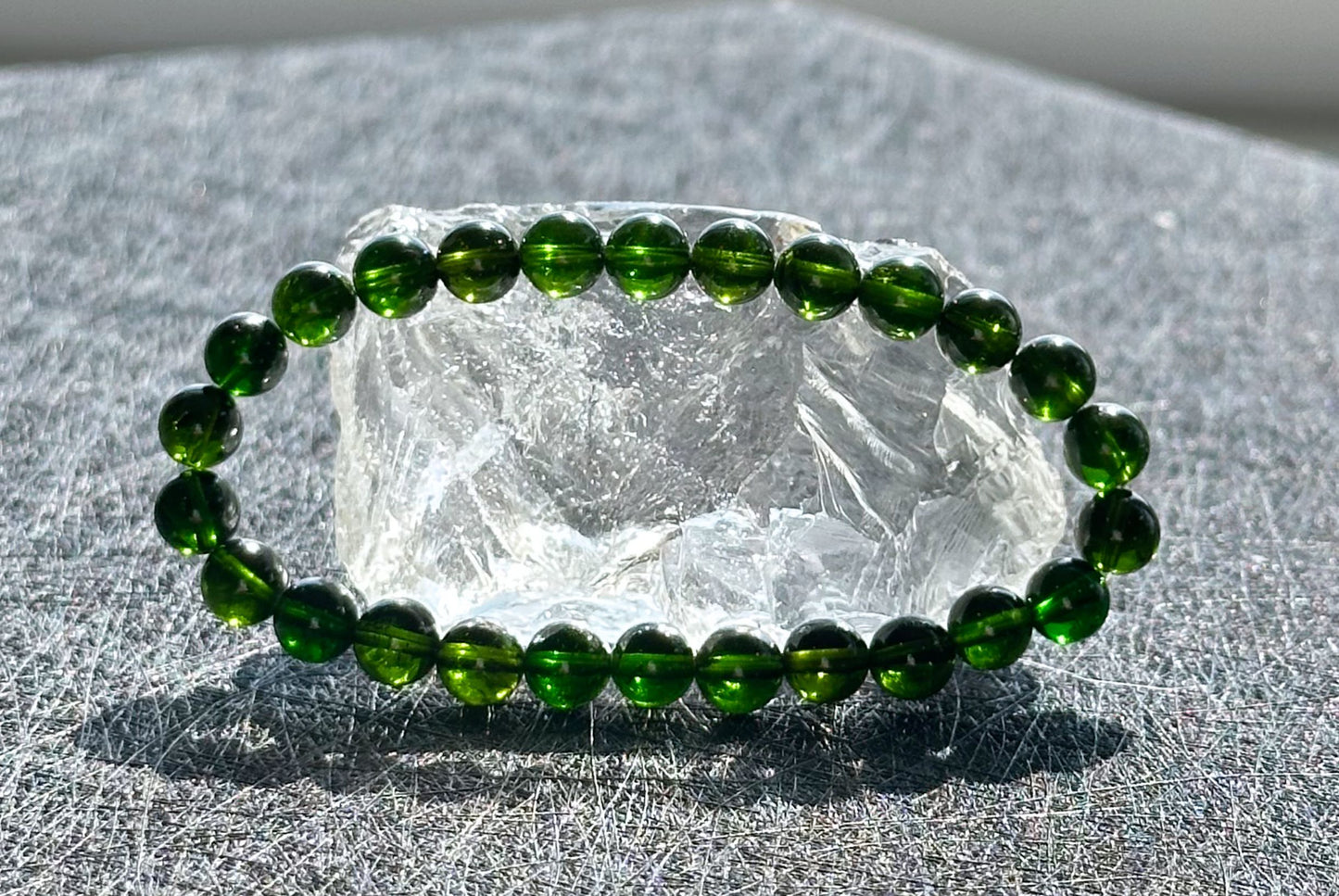 6.5mm+, Certified Natural High Clarity Chrome Diopside Beads Bracelet, Chrome Diopside Bracelet, 天然玻璃体透辉石手串