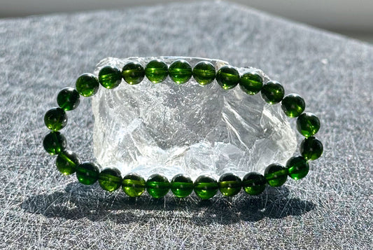 6.5mm+, Certified Natural High Clarity Chrome Diopside Beads Bracelet, Chrome Diopside Bracelet, 天然玻璃体透辉石手串