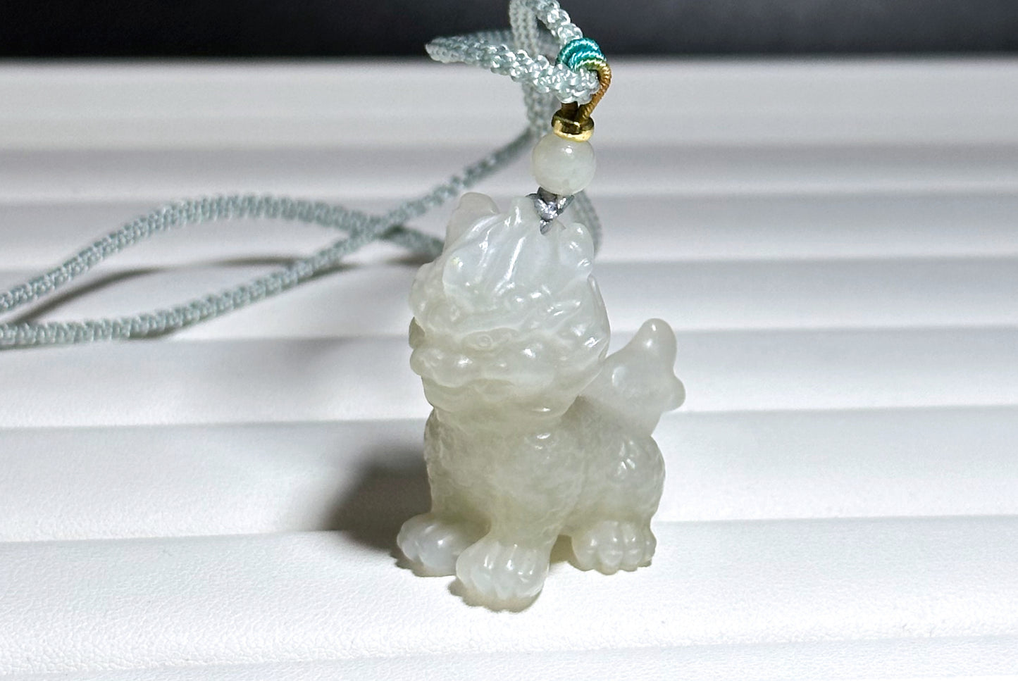 Certified Natural QingShui Nephrite Jade Carved Kirin Pendant, 天然晴水和田玉麒麟吊坠