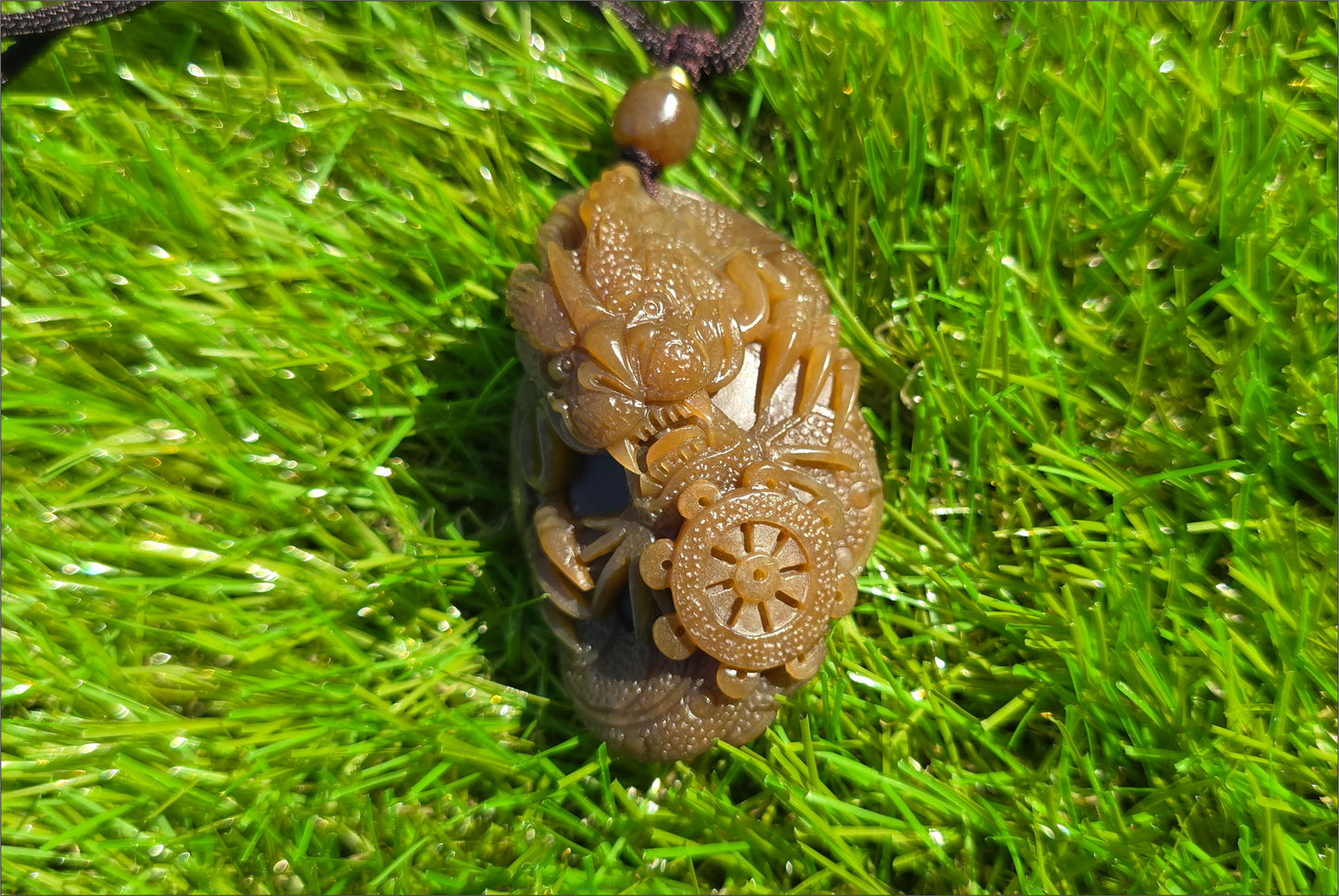 Big 94Grams, Certified Natural Full Brown Sugar Nephrite Jade Hand-Carved Dragon Small Handle / Big Pendant, 天然且末老红糖手工雕刻龙,小手把大挂件