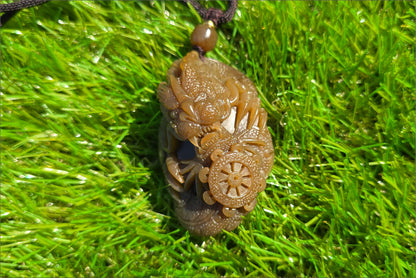 Big 94Grams, Certified Natural Full Brown Sugar Nephrite Jade Hand-Carved Dragon Small Handle / Big Pendant, 天然且末老红糖手工雕刻龙,小手把大挂件