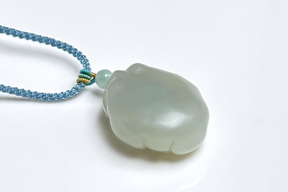 Certified Natural Blue Nephrite Jade Hand Carved Minimalist Money Toad Pendant, blue nephrite jade, 天然细料蓝软玉手雕蛙饼吊坠