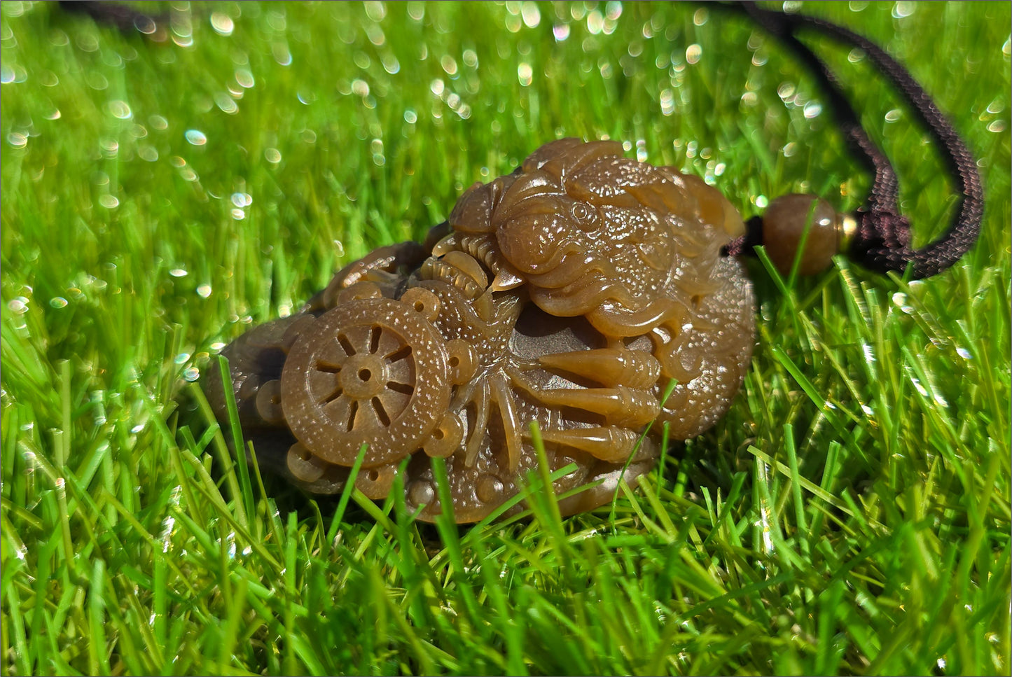 Big 94Grams, Certified Natural Full Brown Sugar Nephrite Jade Hand-Carved Dragon Small Handle / Big Pendant, 天然且末老红糖手工雕刻龙,小手把大挂件