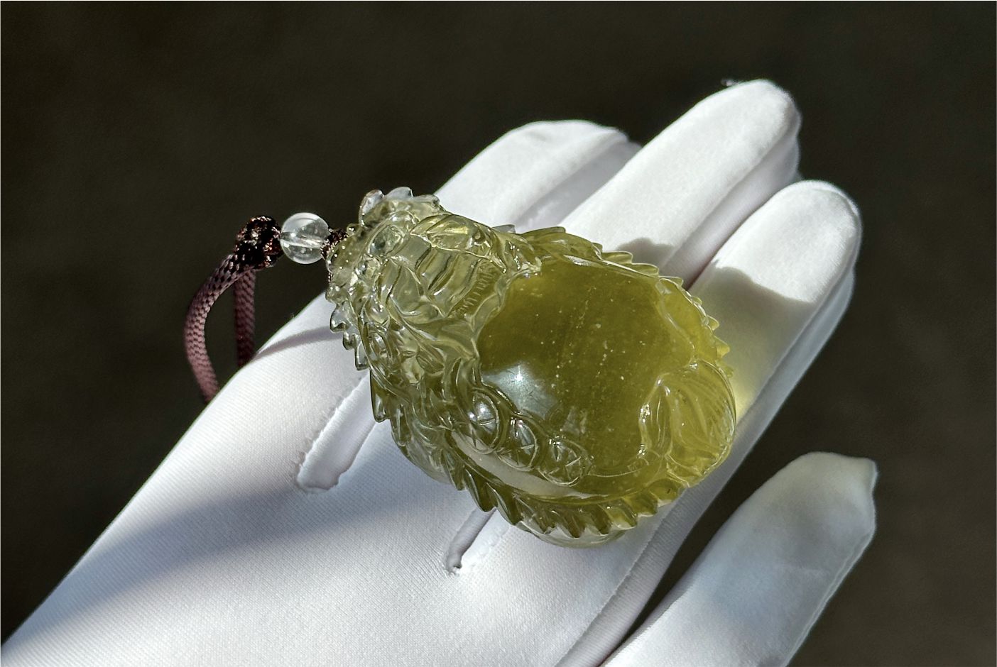 50.154 grams, Collector's Grade, Natural Authentic Libyan Desert Glass Tektite Hand Carved Dragon Turtle Pendant | High-Grade Tektite | Protective Amulet, 天然收藏级浓金利比亚陨石手工雕刻龙龟吊坠