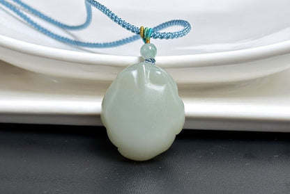 Certified Natural Blue Nephrite Jade Hand Carved Minimalist Money Toad Pendant, blue nephrite jade, 天然细料蓝软玉手雕蛙饼吊坠