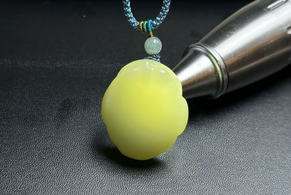 Certified Natural Blue Nephrite Jade Hand Carved Minimalist Money Toad Pendant, blue nephrite jade, 天然细料蓝软玉手雕蛙饼吊坠