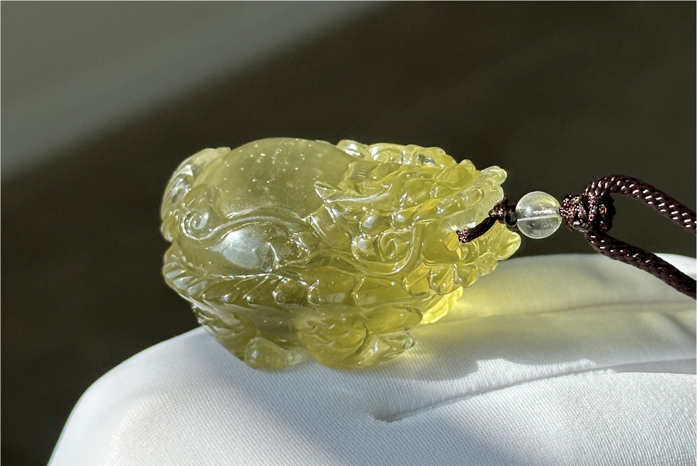 50.154 grams, Collector's Grade, Natural Authentic Libyan Desert Glass Tektite Hand Carved Dragon Turtle Pendant | High-Grade Tektite | Protective Amulet, 天然收藏级浓金利比亚陨石手工雕刻龙龟吊坠