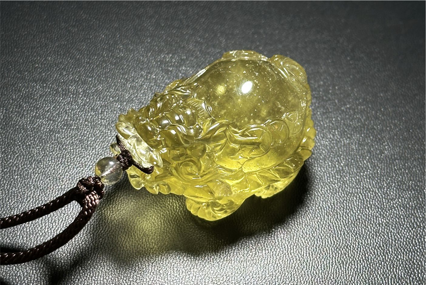 50.154 grams, Collector's Grade, Natural Authentic Libyan Desert Glass Tektite Hand Carved Dragon Turtle Pendant | High-Grade Tektite | Protective Amulet, 天然收藏级浓金利比亚陨石手工雕刻龙龟吊坠