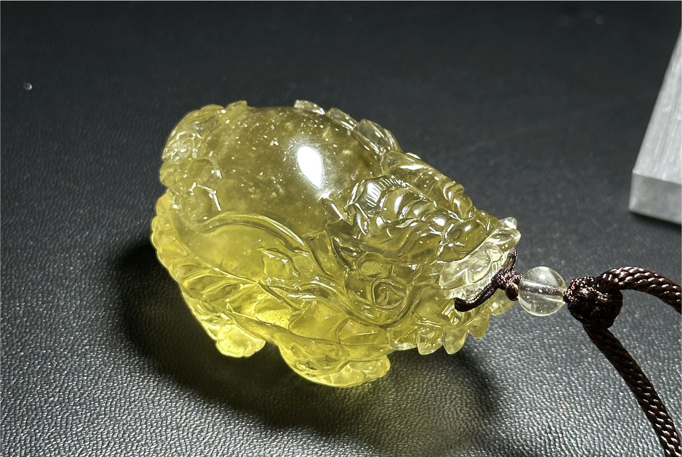 50.154 grams, Collector's Grade, Natural Authentic Libyan Desert Glass Tektite Hand Carved Dragon Turtle Pendant | High-Grade Tektite | Protective Amulet, 天然收藏级浓金利比亚陨石手工雕刻龙龟吊坠