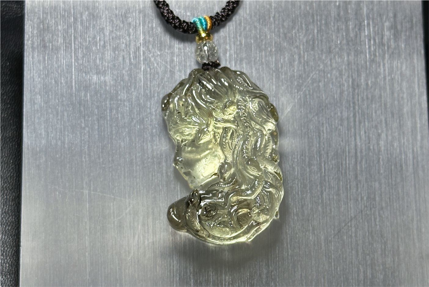 12.648 grams, Natural Top Grade High Clarity Authentic Libyan Desert Glass Tektite Carved Medusa Pendant, 天然透体利比亚陨石雕刻美杜莎吊坠