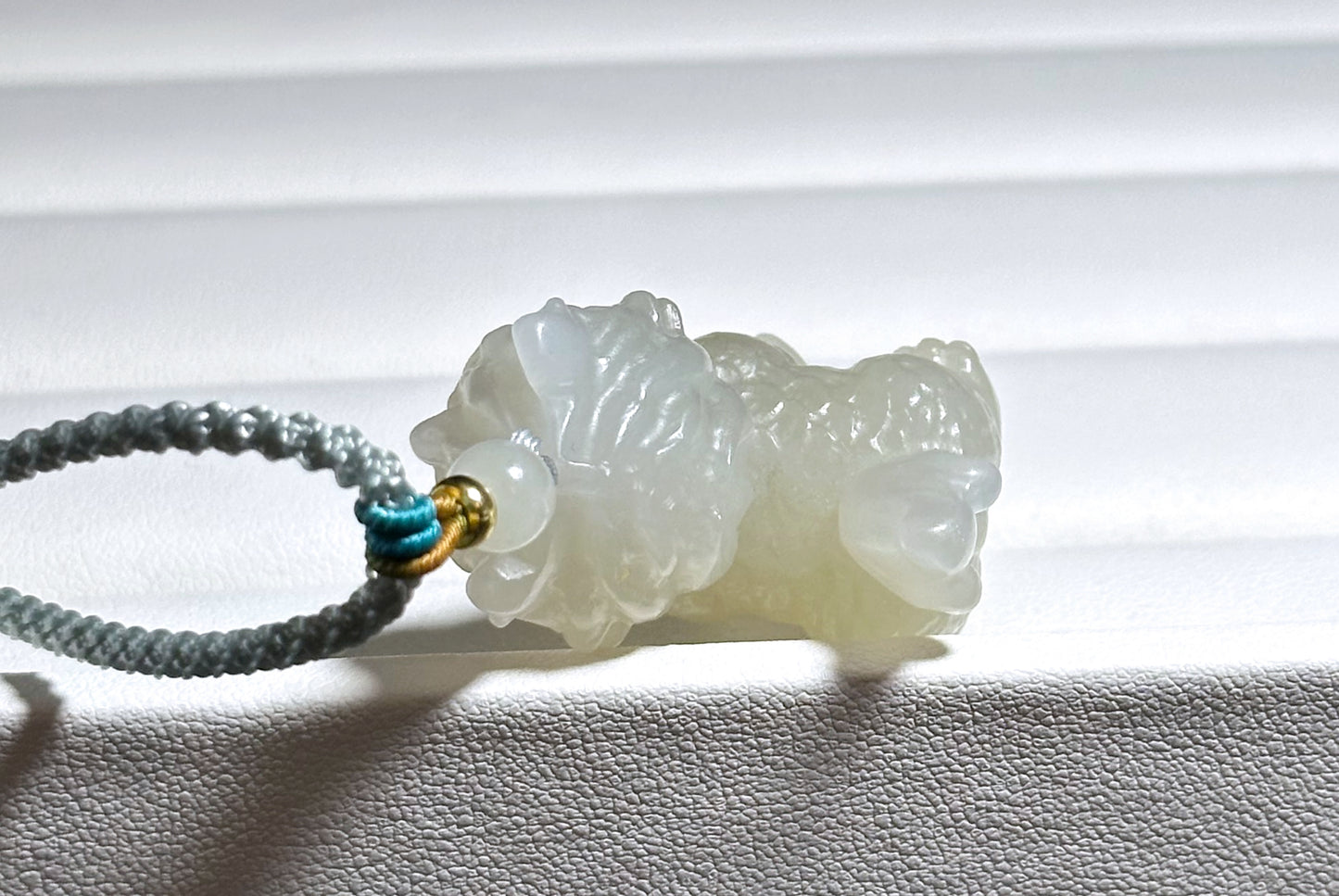 Certified Natural QingShui Nephrite Jade Carved Kirin Pendant, 天然晴水和田玉麒麟吊坠