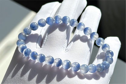 6.5mm+, Certified Rare Find Natural Treasure Bowl inclusion Blue Dumortierite Beads Bracelet, 天然收藏级聚宝盆蓝线石蓝绒晶手串
