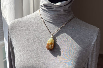 Certified Natural High-Quality Qiemo Sugar-White Nephrite Jade Hand Carved Lotus & Koi Pendant, 天然且末糖白手工雕刻莲花鱼吊坠