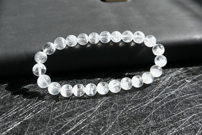 7.3mm+, Certified Natural White Phantom Quartz Beads Bracelet ,Treasure Bowl White Phantom Quartz Bracelet, 天然纯白无杂聚宝盆白幽灵手串