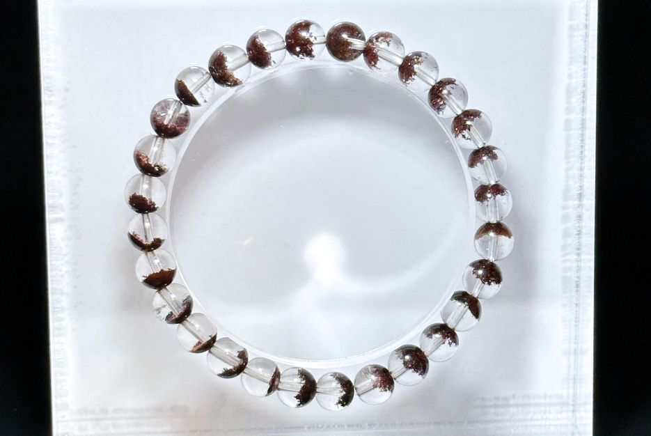 6.5mm,+ Certified High Grade Natural Red Phantom Quartz Bracelet, Treasure Bowl Red Phantom Quartz Bracelet, 天然聚宝盆红幽灵水晶手串