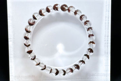 6.5mm,+ Certified High Grade Natural Red Phantom Quartz Bracelet, Treasure Bowl Red Phantom Quartz Bracelet, 天然聚宝盆红幽灵水晶手串