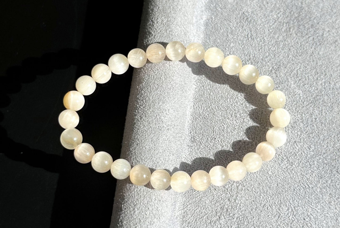 6.5mm+, Certified Top Grade Natural Cream White Rabbit Hair Quartz Bracelet, Cat Eye Rabbit Hair Rutile Quartz Bracelet, 天然收藏级猫眼灰白兔毛手串
