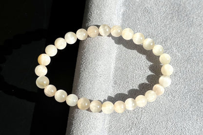6.5mm+, Certified Top Grade Natural Cream White Rabbit Hair Quartz Bracelet, Cat Eye Rabbit Hair Rutile Quartz Bracelet, 天然收藏级猫眼灰白兔毛手串
