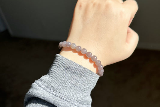 8mm, Certified Natural High Quality Smoky Purple Nephrite Jade Beads Bracelet, 天然烟紫和田玉手串