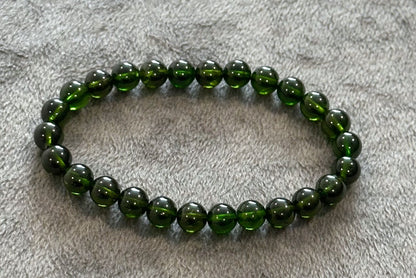 6.5mm+, Certified Natural High Clarity Chrome Diopside Beads Bracelet, Chrome Diopside Bracelet, 天然玻璃体透辉石手串