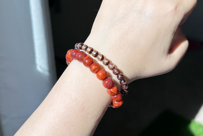 6.5mm,+ Certified High Grade Natural Red Phantom Quartz Bracelet, Treasure Bowl Red Phantom Quartz Bracelet, 天然聚宝盆红幽灵水晶手串