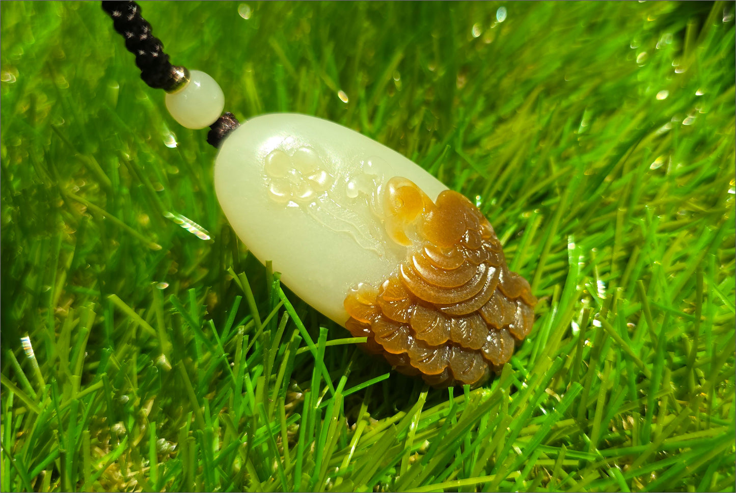 Certified Natural Qiemo Sugar-White Nephrite Jade Hand Carved Peacock Pendant, 天然且末糖白和田玉手工雕刻孔雀吊坠