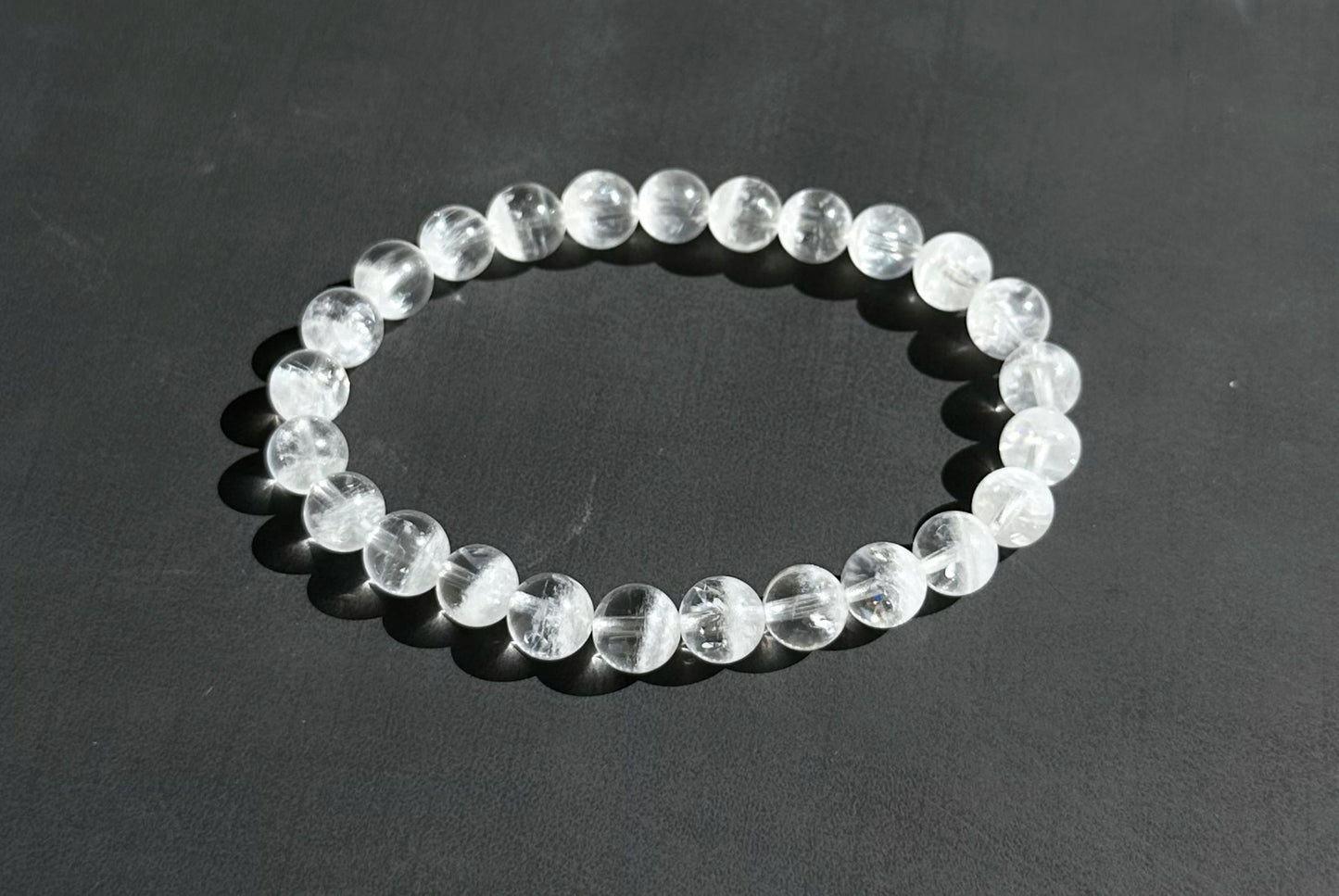 7.3mm+, Certified Natural White Phantom Quartz Beads Bracelet ,Treasure Bowl White Phantom Quartz Bracelet, 天然纯白无杂聚宝盆白幽灵手串