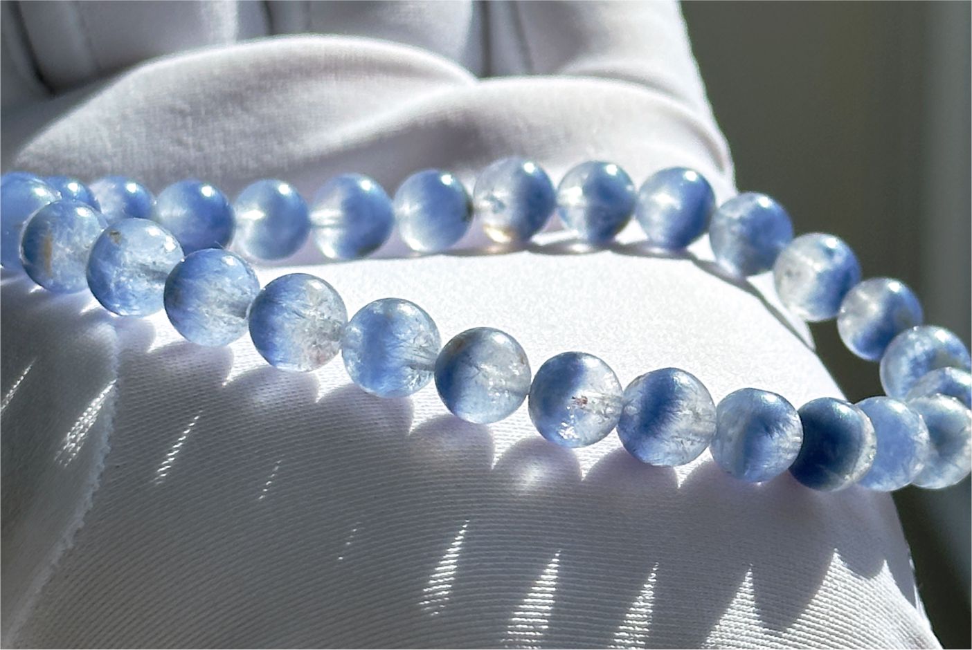 6.5mm+, Certified Rare Find Natural Treasure Bowl inclusion Blue Dumortierite Beads Bracelet, 天然收藏级聚宝盆蓝线石蓝绒晶手串