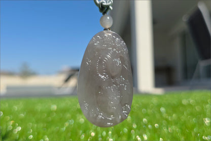 Certified Natural Smoky Purple Nephrite Jade Hand-Carved Tiger Pendant